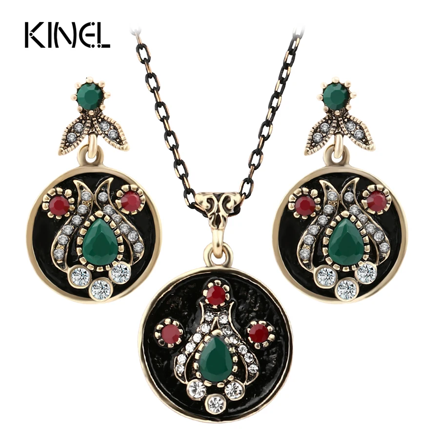 Женский винтажный комплект ювелирных изделий набор из сережек золотистого цвета