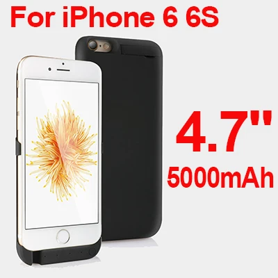 Чехол для аккумулятора GOLDFOX 5000 мА/ч для iPhone 6 6 S, внешний аккумулятор, чехол для зарядного устройства для iPhone 6, чехол для зарядки аккумулятора, чехол для мобильного телефона - Цвет: black