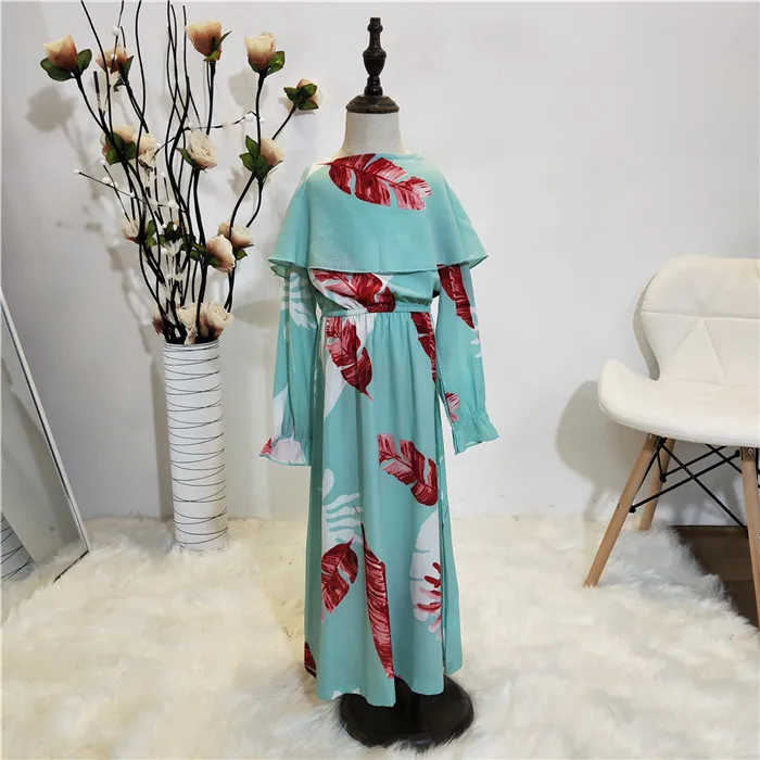 Зеленый Vestidos/детский кафтан, Турция, abaya Kids, Дубай, Арабский мусульманский платье для девочек, Moslima Elbise платья Хиджаб, Турецкая мусульманская одежда - Цвет: Зеленый