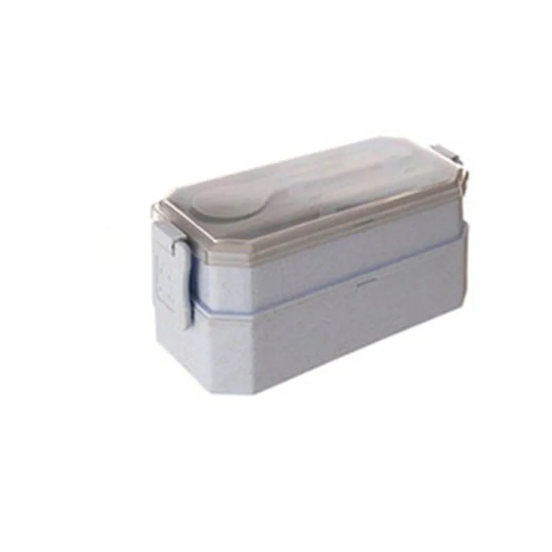 Blue ONEUP пшеничная соломинка экологичный Ланч-бокс 1300 мл Bento box Контейнер для хранения продуктов с ложкой для студентов и взрослых - Цвет: Blue