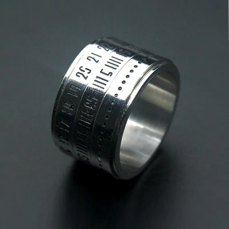 Вращающиеся кольца из титановой стали для мужчин свиданий Серебряное золото