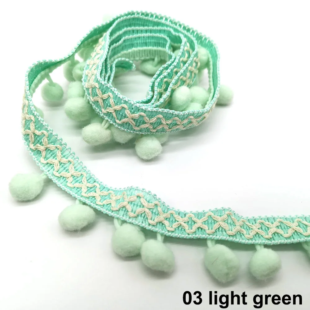 03 light green 5 ярдов, отделка помпонами, кружевная ткань для шитья, аксессуары для шитья, отделка помпоном, кисточка, шаровая лента с бахромой, швейное кружево для рукоделия, материал одежды - Цвет: 03 light green
