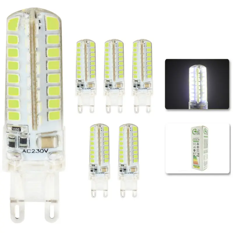 5x шт. светодиодная мини лампа G9 220 В 5 Вт 9 32 64 smd 2835 с силиконовым корпусом теплая