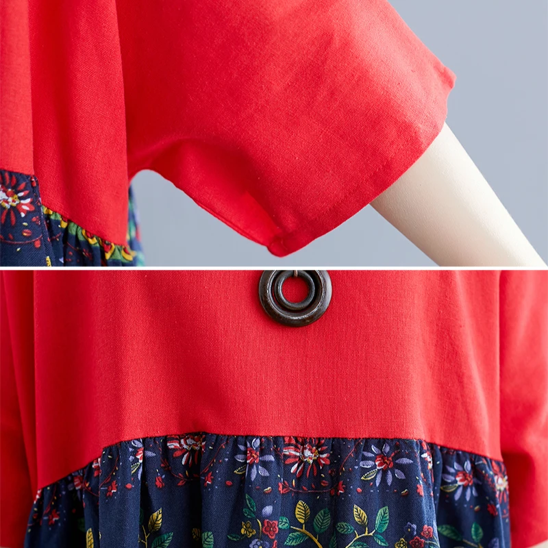 Женское длинное платье в стиле пэчворк повседневное свободное Хлопковое с