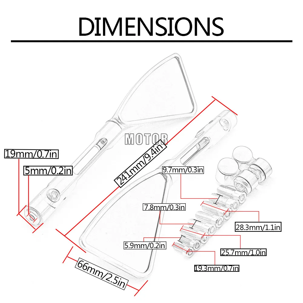 Мотоциклетное боковое зеркало заднего вида Универсальное моторное