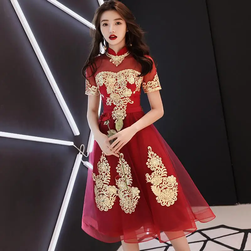 Китайский винтажный Красный в пол Cheongsam женский традиционный вышивка цветок Qipao невесты свадебное вечернее платье - Цвет: Style 13