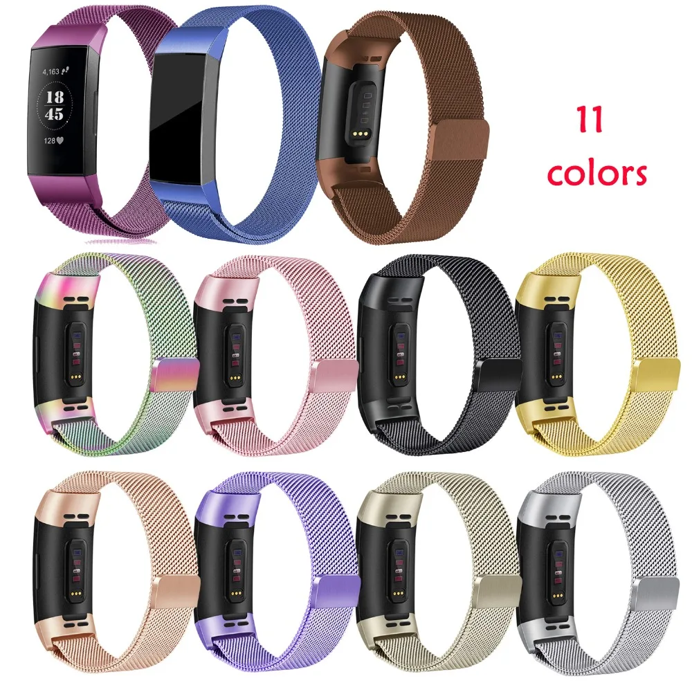 Новая мода магнитная сетка петля ремешок для Fitbit Charge 3 из нержавеющей стали сменный ремешок для наручных часов металлический браслет ремешок