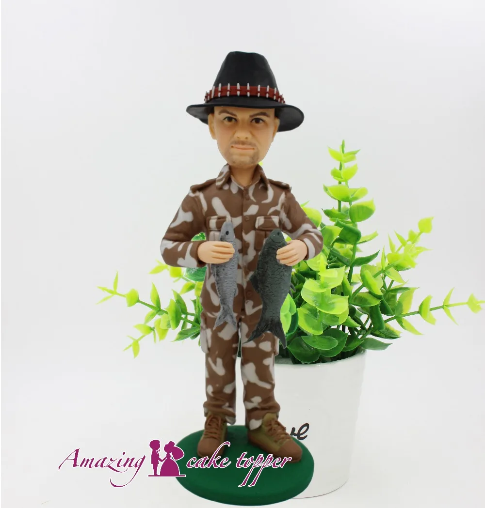

AMAZING CAKE TOPPER Outdoor fishing expert Toys Clay Figure From Pictures
