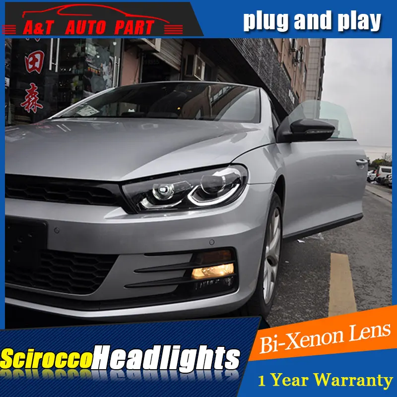 Светодиодный головной фонарь для VW Scirocco 1 4 T 2 0 2009 2017 H7 hid Биксеноновая линза angel eye