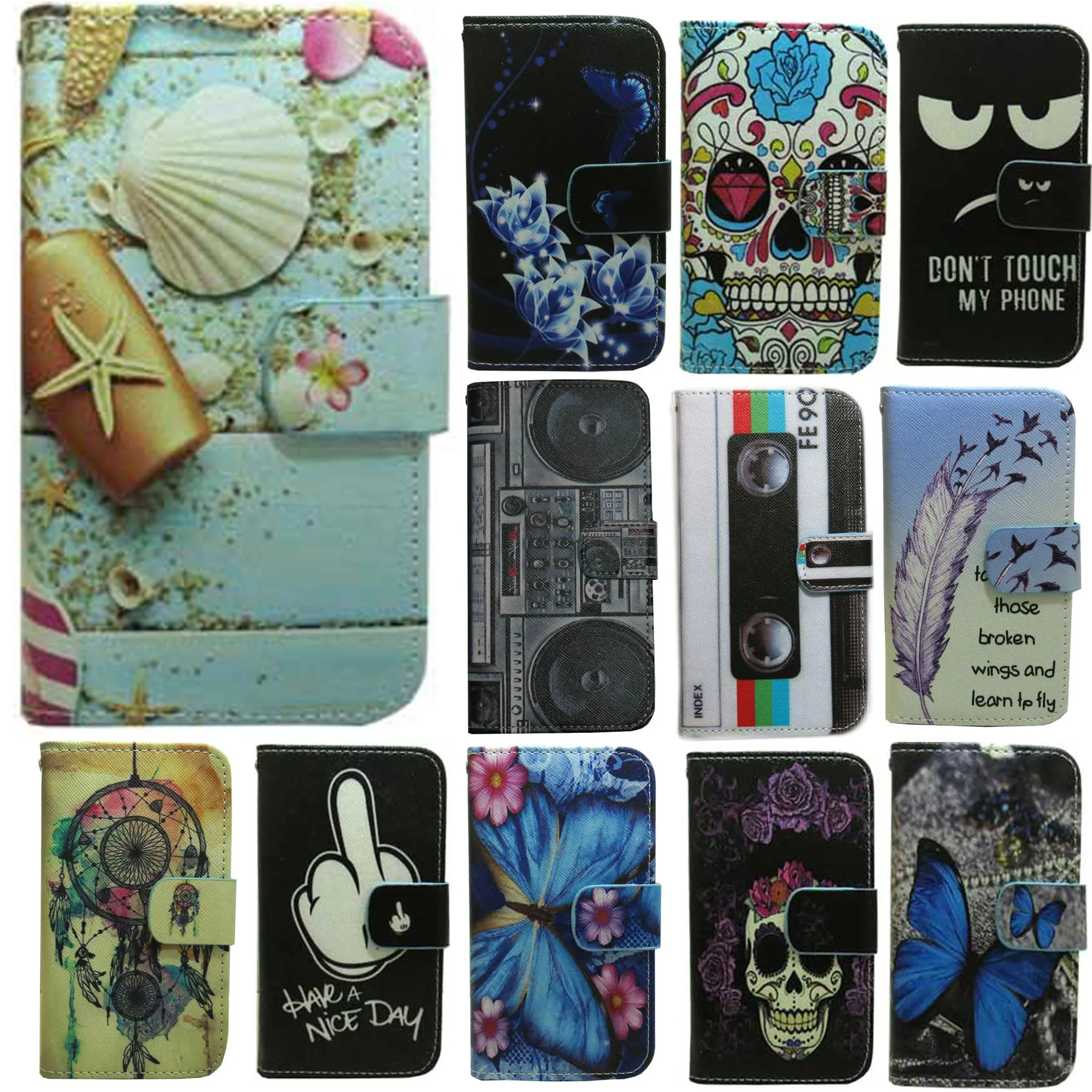 Не трогайте мой телефон ракушка Одуванчик Бабочка череп Любовь бумажник флип