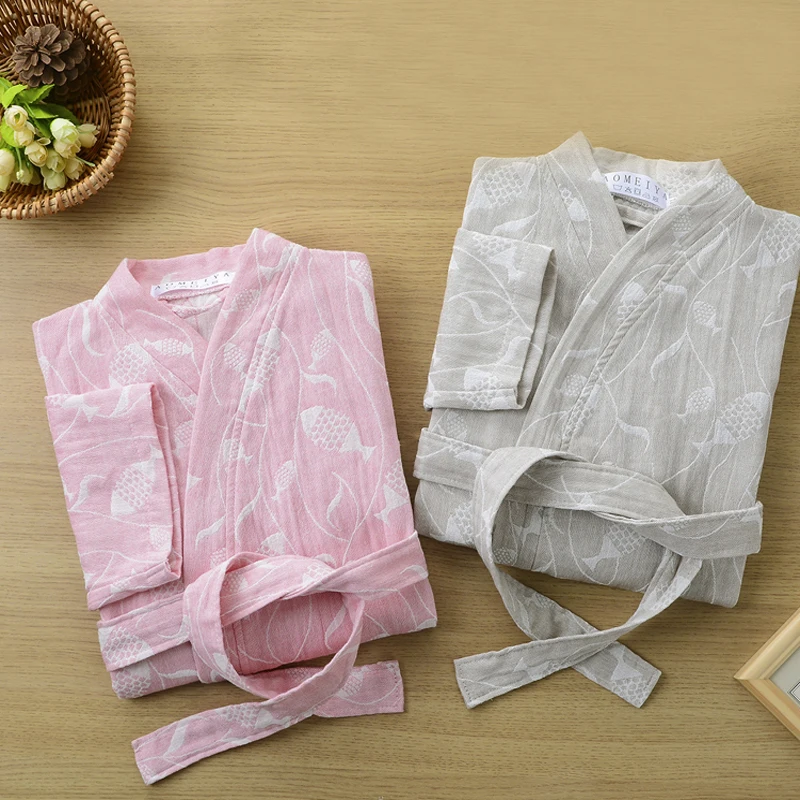 Тонкий абсорбирующий халат из 100% хлопка марля кимоно для пар мужской и женский