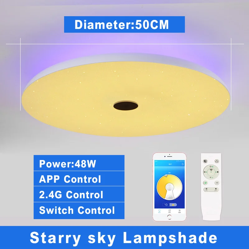 500mm x 78mm 48W-X Современные светодиодные потолочные лампы с регулируемой яркостью 36 Вт 48 Вт 72 Вт приложение дистанционное управление Bluetooth музыкальный светильник динамик Фойе Спальня умный потолочный светильник - Цвет корпуса: 500mm x 78mm 48W-X