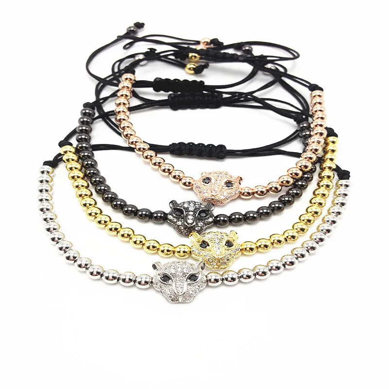 Ювелирные изделия браслет головы леопарда Человек кос ручной работы браслет.|woven