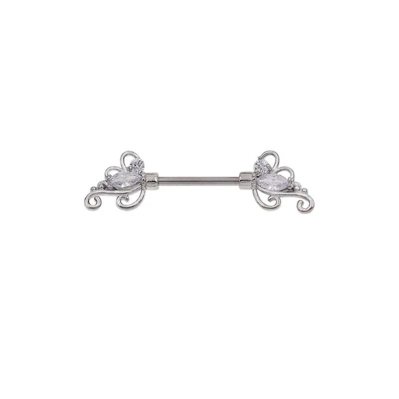 Silver Flower Starbeauty 6 видов штанги для сосков в форме цветка розы в форме сердца 14 г штанги для пирсинга, ювелирные изделия для женщин, модные сексуальные украшения - Окраска металла: Silver Flower