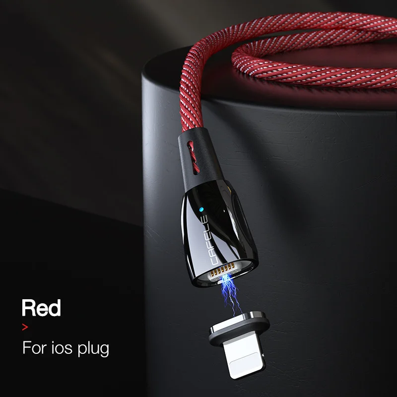 Cafele QC3.0 Магнитный USB кабель для iPhone type C Micro USB кабель для зарядки для iPhone X XS Xiaomi 9 huawei P30 Pro зарядный провод - Цвет: Red for ios
