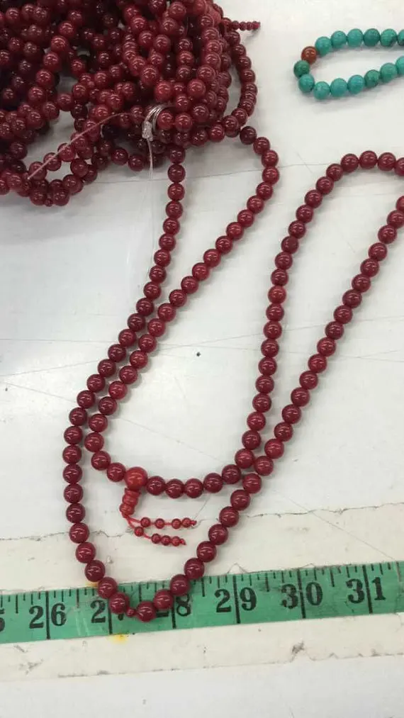

108pcs buddhism turquoise coral round ball necklace chain beads