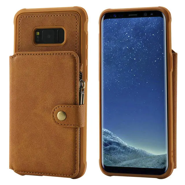 Из искусственной кожи чехол Чехол для samsung S8 чехол samsung Galaxy S8 Plus, чехол со слотами для карт бумажник с застежкой-молнией для принципиально samsung S8Plus чехол S 8