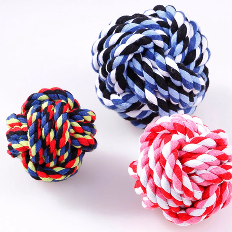 

1pcs Pet small dogs Cats Rope Dogs Cottons Chews Teething Toy Ball Play Braided Bone Knot For Fun Colorful colors Teeth Cleaning