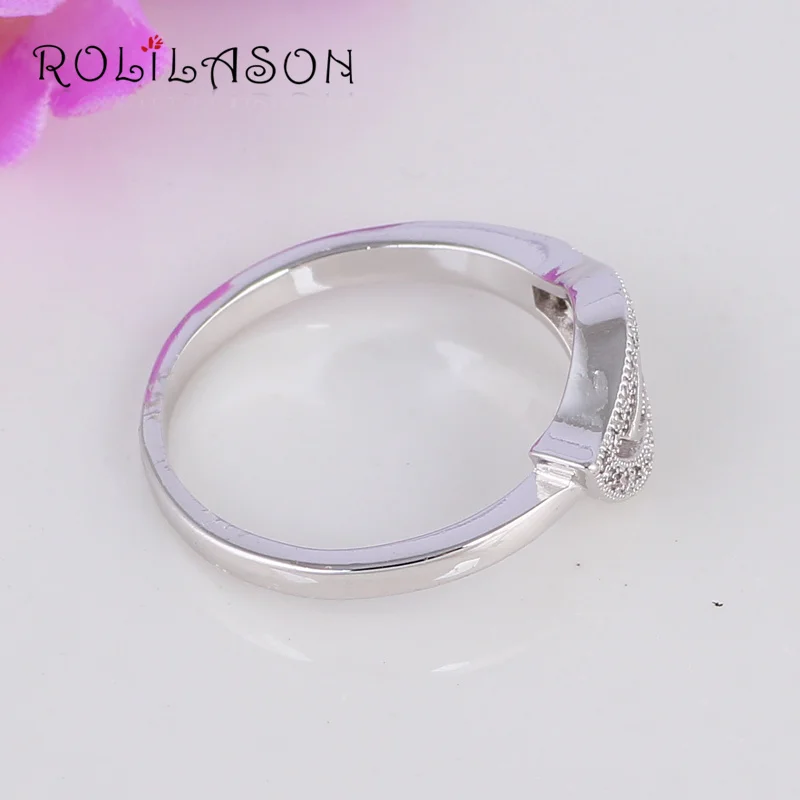 ROLILASON маленький свежий лист форма серебряного цвета белый кристалл Цирконий