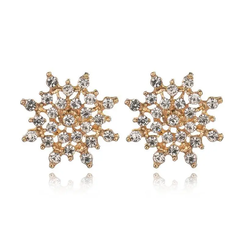 Женские Кристальные снежные чешуйки Bijoux массивные серьги-гвоздики для женщин серьги Модные ювелирные изделия серьги - Окраска металла: Gold