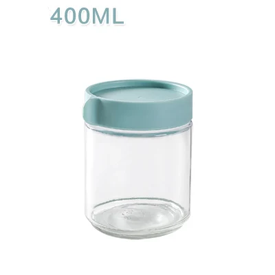 400ml Blue Штабелируемая прозрачная стеклянная герметичная банка простая кухня Мед Конфеты Бутылка для банок с крышкой дома кофейные зерна чай уплотнение банки для хранения - Цвет: 400ml Blue