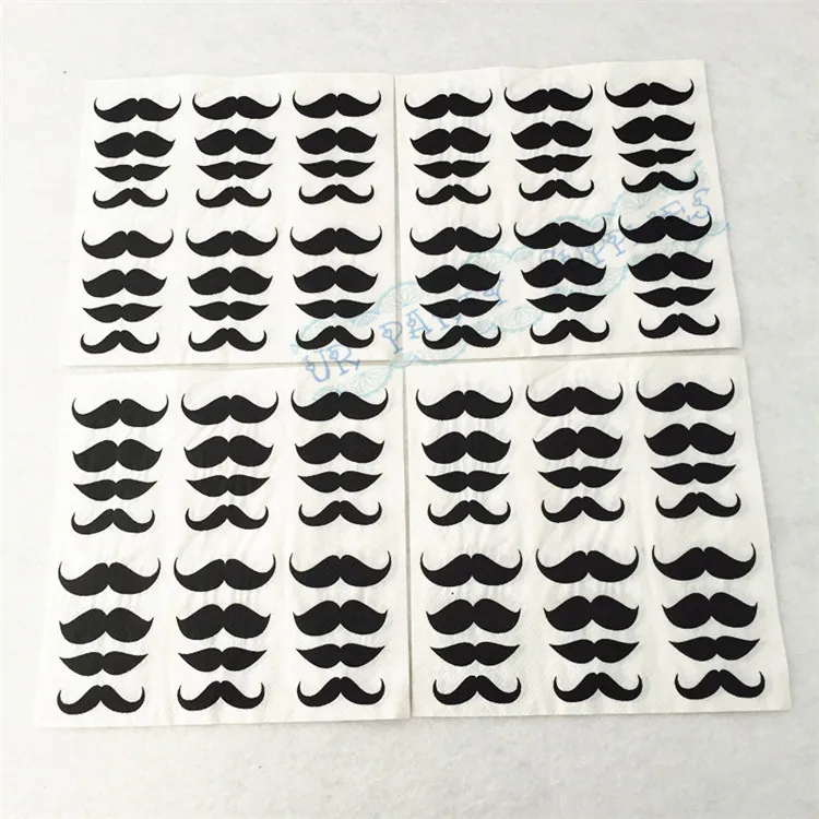 20 шт. бумажная салфетка с черными усами для дня рождения и праздника свадебные