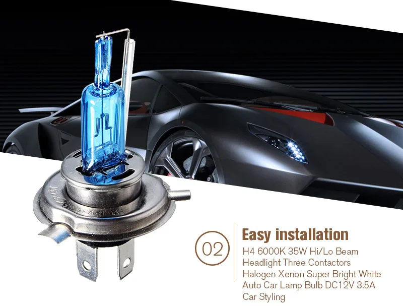 DC 12V H4 35W 3.5A 6000K Hi/Lo луч фары 3 контакторы ксенон супер яркий белый мото лампа для автомобиля