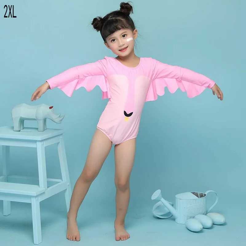 Pink XXL Новая летняя одежда для купания для маленьких девочек+ шапочка, комплект из 2 предметов, купальный костюм с лебедем детская пляжная одежда для купания - Цвет: Pink XXL