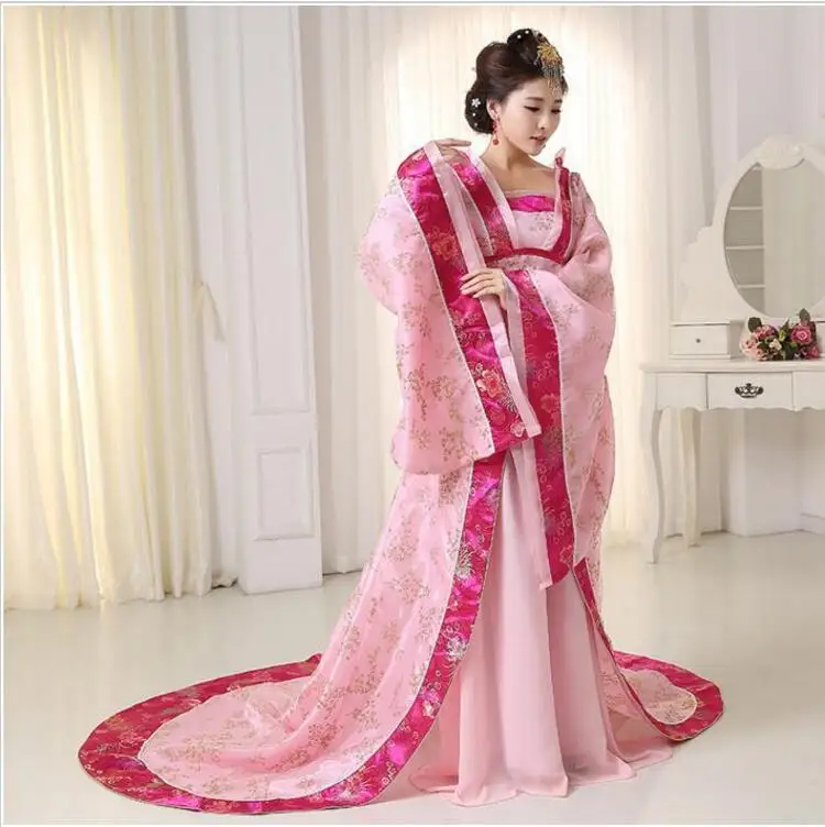 Роскошное двухцветное искусственное платье Hanfu танцевальный сказочный костюм