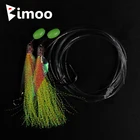 Bimoo 10 мешков 50 рыбья кожа Sabiki Rigs с крючками Морская рыбалка Розовая Желтая зеленая мигающая приманка Rigs с бочонком Поворотная сельдь