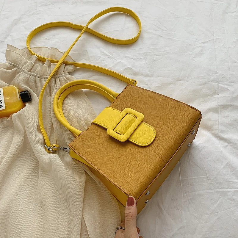 Элегантная женская сумка-тоут модная Новая высококачественная женская дизайнерская сумка из искусственной кожи контрастного цвета сумка через плечо