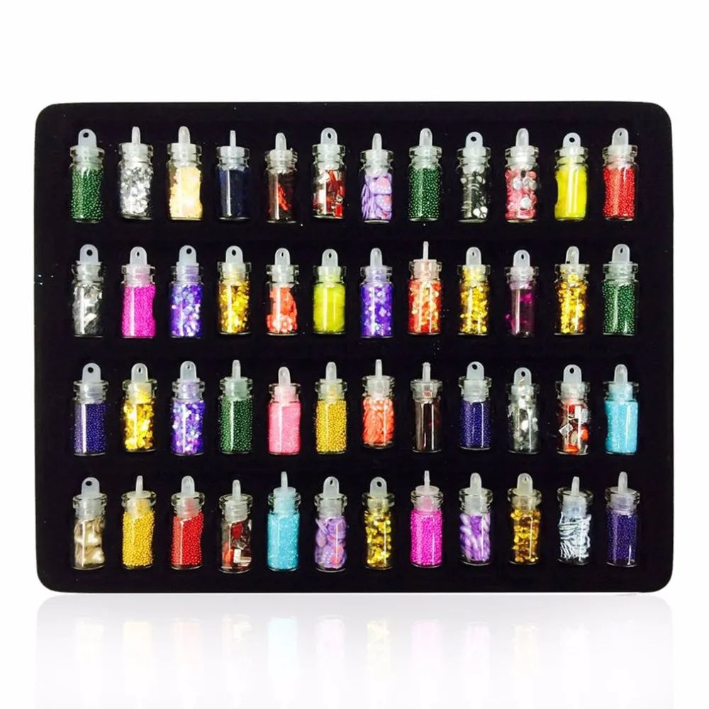 

48 бутылок/набор, популярный дизайн, женские наклейки для маникюра, дизайна ногтей, сделай сам, 3D Блестящий Порошок, маникюрные украшения, наб...