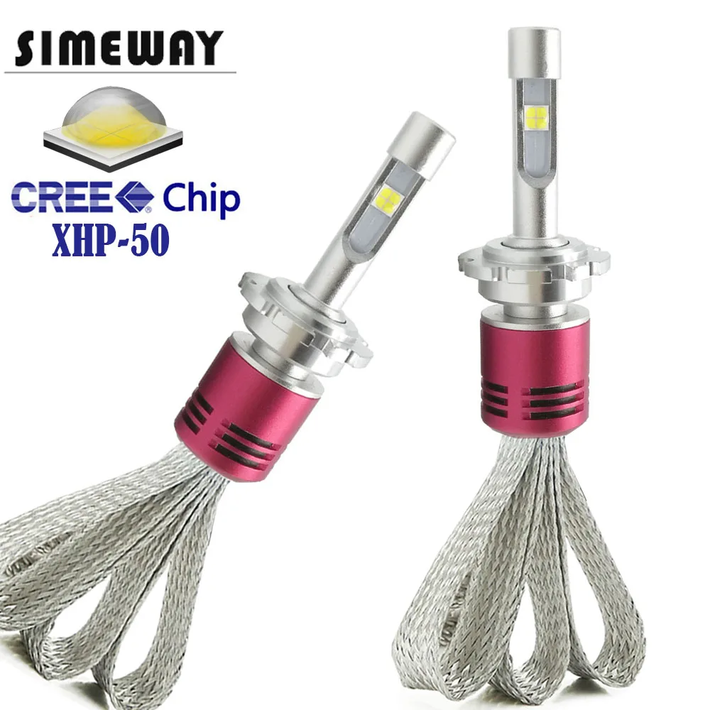Комплект светодиодных фар Simeway D1S D2S с чипом XHP50 светодиодные лампы 4300K 6000K 52W H4 H7 H11 H8
