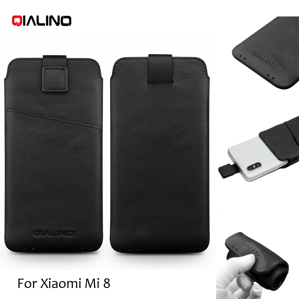 Чехол QIALINO из натуральной кожи для Xiaomi Mi 8 кошелек с отделениями карт роскошный