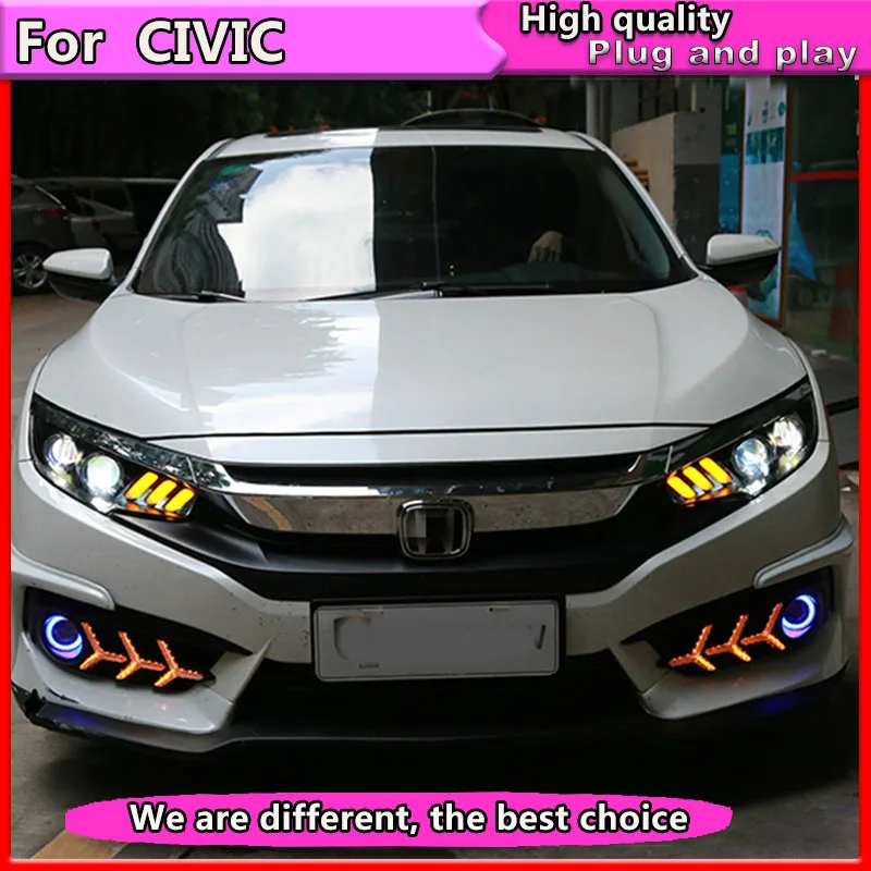 Авто-Стайлинг фара в сборе для Honda Civic 10th светодиодный головной светильник 2015 2016