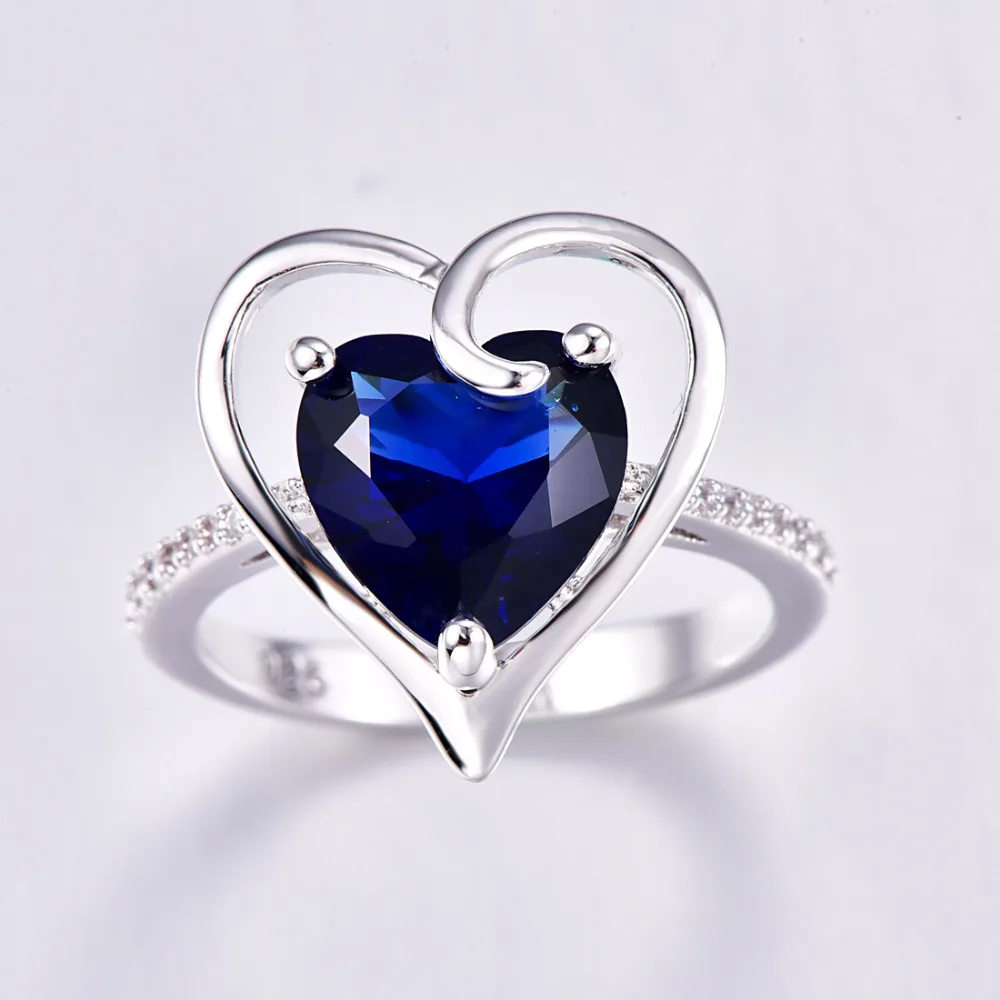 lingmei New Romantic Sweet Heart Multi &amp Royal Blue White CZ Silver ColorRing Size 6-9 Fashion Lovers' Jewelry | Украшения и