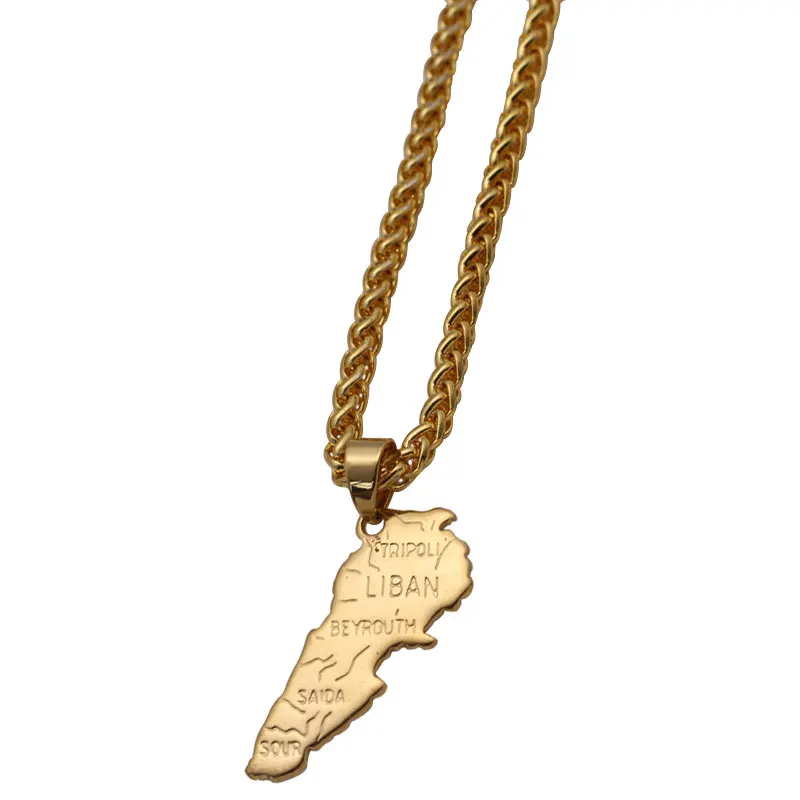 Lebanon stainless steel pendant necklace country map jewelry | Украшения и аксессуары