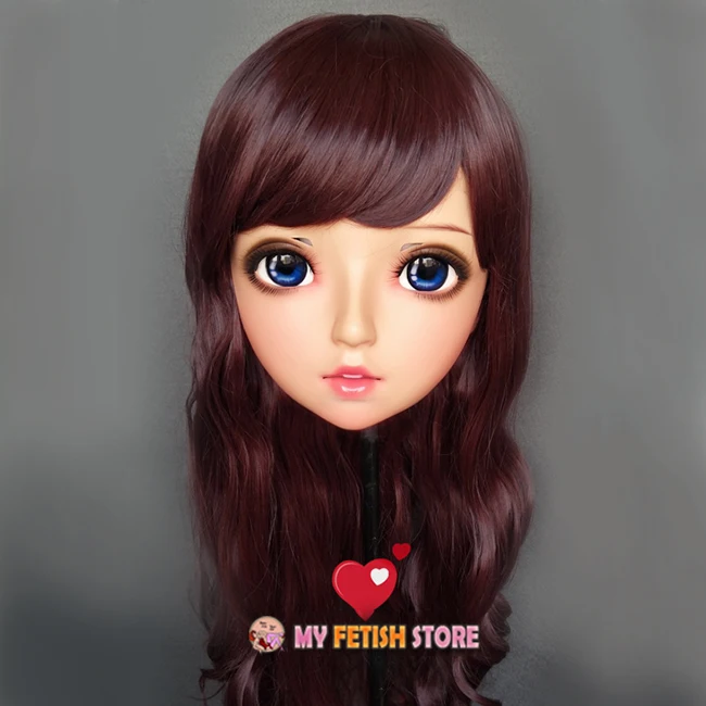 (Zhu 04) Женская милая девочка каучуковые полуголовы Kigurumi BJD Eyes Crossdress Косплей