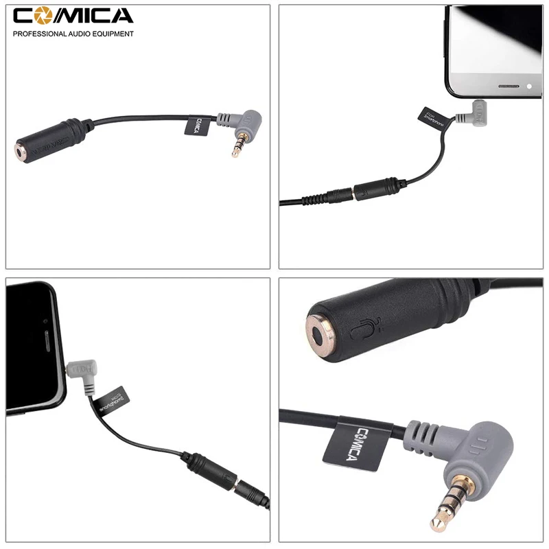 Кабель адаптер Comica для смартфонов iPhone Samsung HTC TRS(Female) TRRS(Male)
