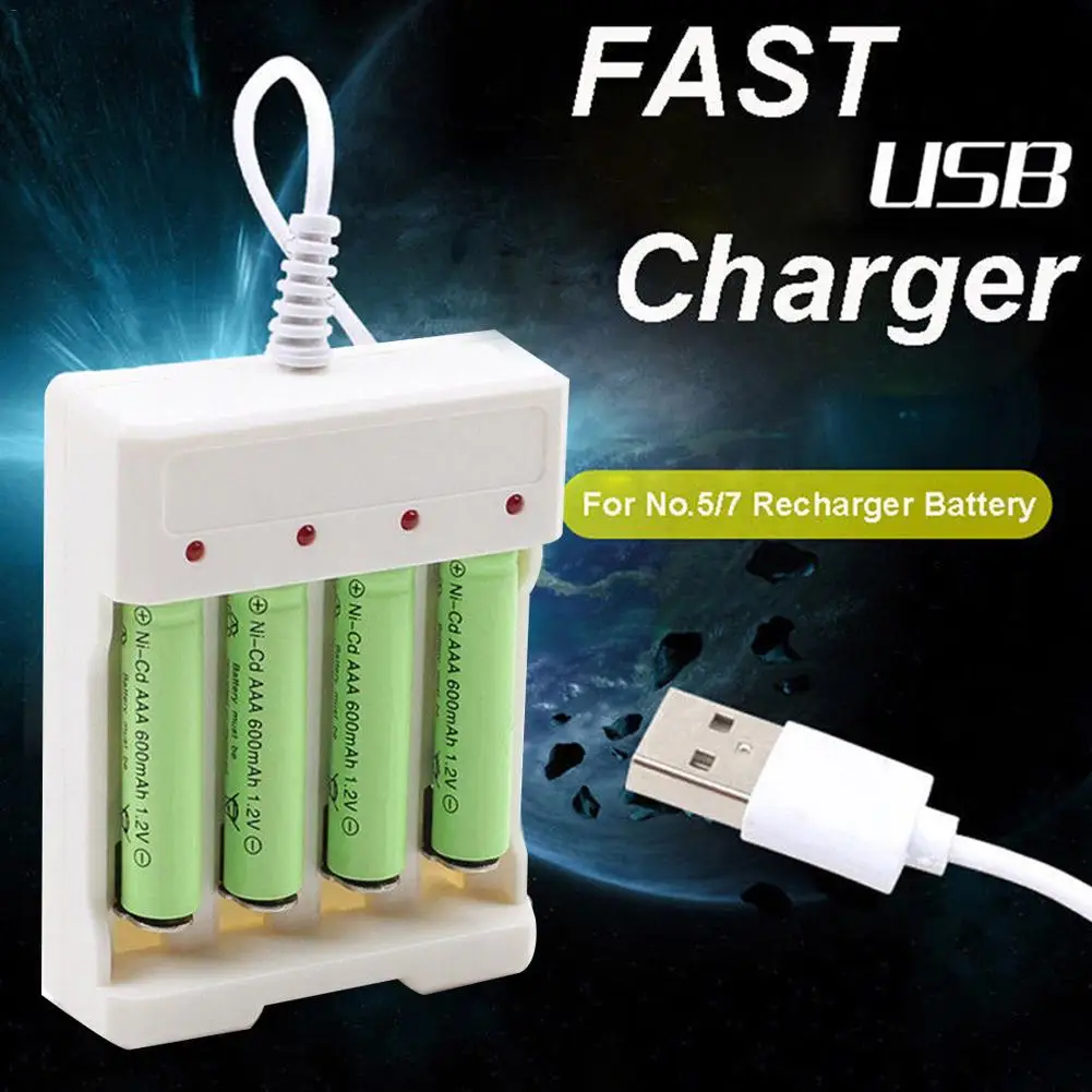 Универсальный перезаряжаемый аккумулятор адаптер быстрой зарядки USB 4 слота