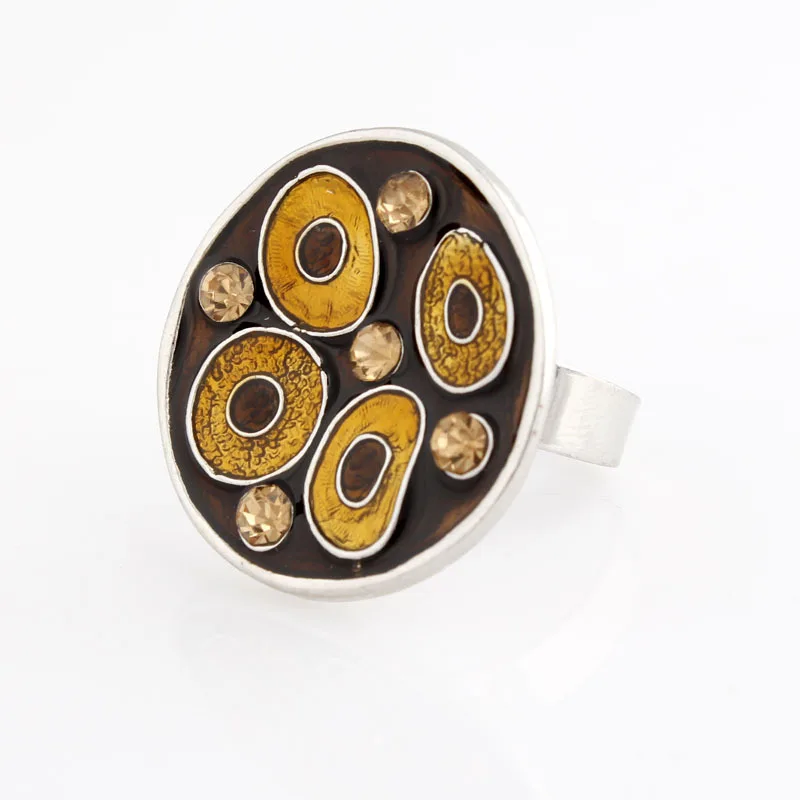 Высшее качество классические круглые кольца из сплава эмалевые Стразы модные