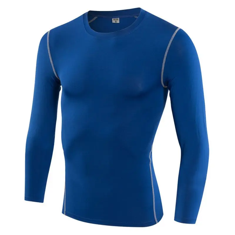 2018 г. Лидер продаж с длинным рукавом Бег футболка Для мужчин Фитнес Training Shirt Tight