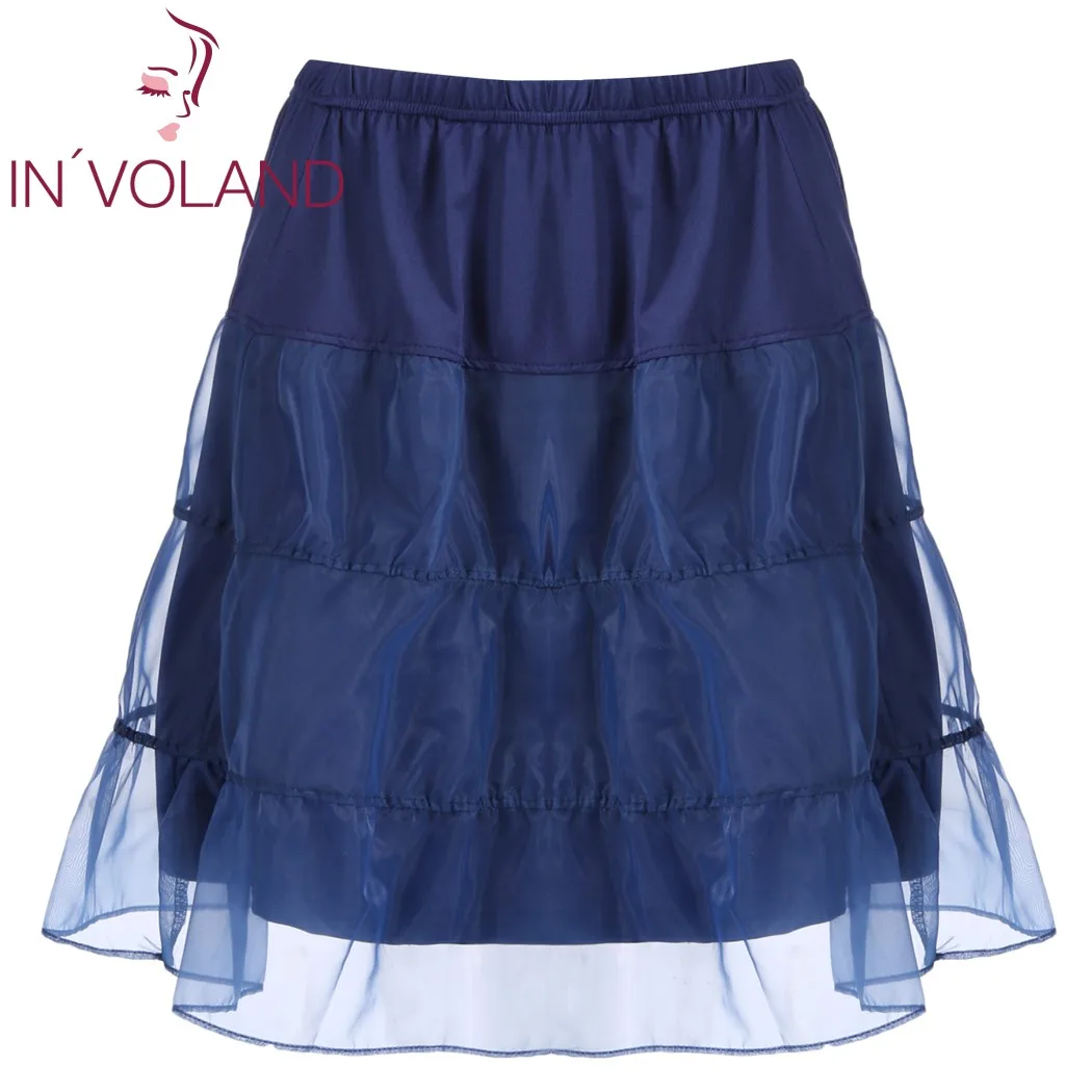 IN'VOLAND Women Skirt Plus Size Organza Patchwork Elastic Band Casual Flared Lady A-Line Tiered Beach Skater | Женская одежда