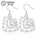 E344 посеребренные висячие серьги, модные женские серьги в уникальном стиле, серьги-подвески