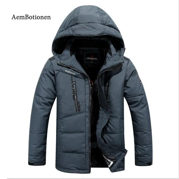 Мужская зимняя куртка 2016 брендовая одежда парка толстая пуховая мужская гусиное