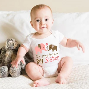 Новый Повседневный Комбинезон DERMSPE для новорожденных мальчиков и девочек с коротким рукавом и буквенным принтом, я собираюсь быть старшей сестрой, детская одежда