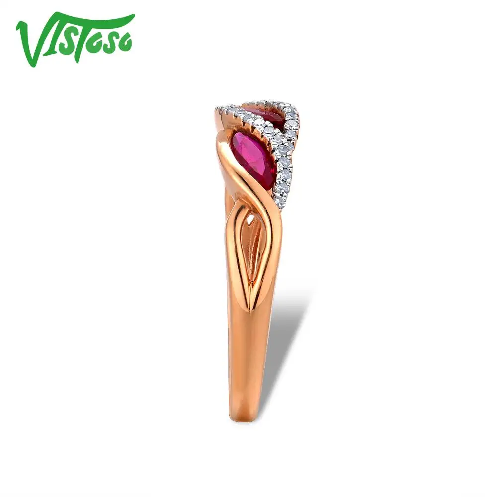VISTOSO подлинное 14K585 розовое золото необычное рубиновое блестящее бриллиантовое