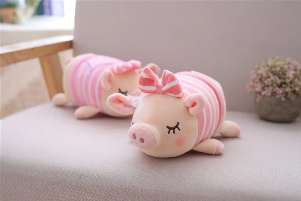 Kawaii розовый бантом Свинья Мягкие плюшевые игрушечные лошадки милые подушки поросенок стежка куклы, чучела животных в форме поросенок для маленьких д