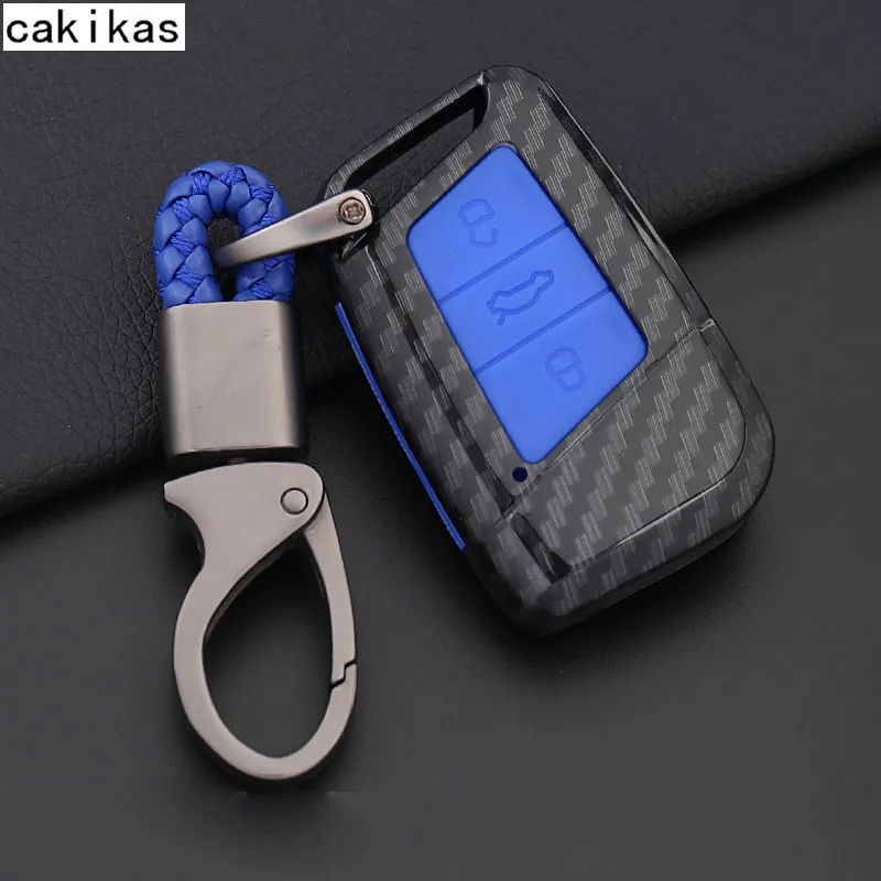 Углеродное волокно + силиконовый чехол для ключей VW Polo Golf 7 Tiguan Skoda Octavia Kodiaq Karoq SEAT