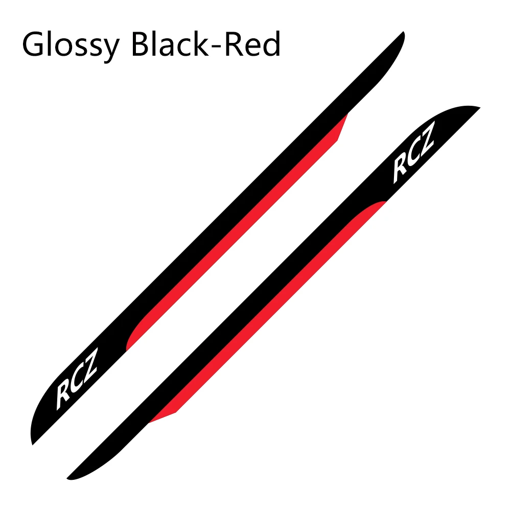 Glossy Black-Red 2 шт. наклейки в полоску для боковой юбки автомобиля DIY виниловая пленка наклейки для автомобилей PEUGEOT RCZ Стайлинг тюнинг автомобильные аксессуары - Название цвета: Glossy Black-Red